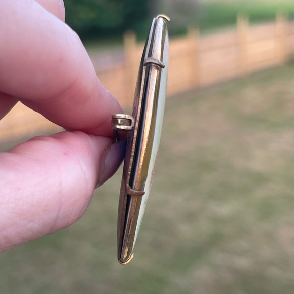 Antique Victorian Hand Painted Porcelain Floral Pink Rose Flower Brooch Pin - Picture 14 of 15